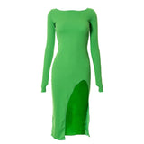 Black Friday Sales Bandage Backless Maxi Dress Club Party Outfits For Women Long Sleeves  Spring Fall Elegant Slit Dresses Vestidos