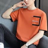 Momentlover  -  Fashion O-Neck Spliced Pockets Letter T-Shirt Men's Clothing Summer New Oversized Casual Pullovers Korean Tee Shirt