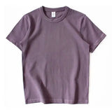 Momentlover  -  Summer Japanese Heavy Cotton T-shirt Men's Brushed Round Neck Thick Cotton Short-sleeved Khaki T-shirt