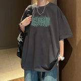 Momentlover  -  Mens Casual Oversized T-shirt Short Sleeve Clothing Cotton Breathable Tshirts Loose Vintage Y2k Anime Streetwear Harajuku Tees