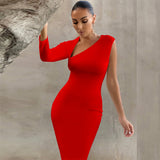 Bandage Dress For Women  Summer White Midi Bodycon Dress Elegant Sexy One Shoulder Evening Party Dress Club High Quality