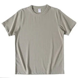 Momentlover  -  Summer Japanese Heavy Cotton T-shirt Men's Brushed Round Neck Thick Cotton Short-sleeved Khaki T-shirt