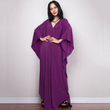 Multicolor V-Neck Batwing Sleeve Plus Size Loose Maxi Dress For Women Summer Beach Wear Kaftan Long Bathing Dresses Q1306