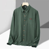 Momentlover -  Cotton Long-sleeved Shirt Japanese Solid Color Men Shirts Oversized Male Blouses 2024 Spring Casual Large Size Clothing