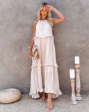 Sexy Blue Ruffled Halter Neck Sleeveless Maxi Dress Casual Women Summer Clothes Streetwear Sundress Vestido De Mujer A1228
