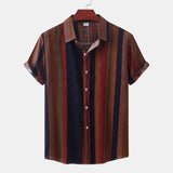 Momentlover  Men Clothing  Summer Men's Printed Short Sleeve Shirts Casual Vintage Lapel Buttons Camisas Para Hombre