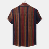 Momentlover  Men Clothing  Summer Men's Printed Short Sleeve Shirts Casual Vintage Lapel Buttons Camisas Para Hombre