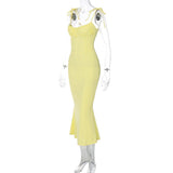 Summer Women Spaghetti Strap Mermaid Dress Lady Sexy Sleeveless Backless Solid Color Sheath Mermaid Dress Vestidos SS205