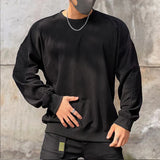 Momentlover  -  Trend Solid Men's Sweatshirts Fashion Spring Autumn Long Sleeve Round Neck Hoodie Pullover Streetwear Fashion Casual Loose Tops