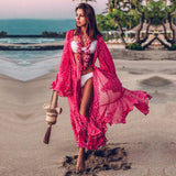 Floral Printed Front Open Summer Women Beach Wear Wrap Dress Chiffon Tunic Sexy Sarongs Robe De Plage Pareo Q751