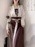 Chinese Song Dynasty Hanfu Dress Women Traditional Floral Print Princess Dress Female Chic Oriental Daily Hanfu Robe 3 Piece Set