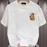 Momentlover  -  Men's Vintage Short Sleeve Summer Social Oversized Y2k Streetwear Harajuku New T shirt Comfortable Pure Cotton Funny Clothing