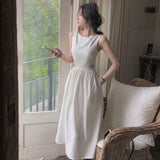 Geuxml  Summer Women Sexy Elegent Party French White Midi Dress  Female Fashion Slim Clothes Vestidos De Mujer Lady Prom Dress New
