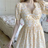 Strawberries Printed A-Line Dress Short Sleeve Dresses Cotton Retro Clothes Female Women Clothing Harajuku Korean Fashion