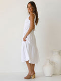 Red Boho Asymmetrical Solid Color Sexy One Shoulder Straped Bodycon Midi Dress Women Casual Summer Party Slip Dresses A1233