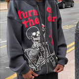 Y2k Men Emo Streetwear Skeleton Hoodie Zip Up Sweatshirts Alt Fairy Grunge Pullover Oversized Gothic Jacket Tops Hoodies Clothes