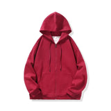 Momentlover -  Zip Hooded Sweatshirt Coat For Men Cotton Hoodie Basic Solid Color Casual Unisex Hoodies Male Clothing