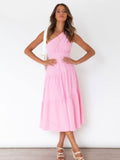 Red Boho Asymmetrical Solid Color Sexy One Shoulder Straped Bodycon Midi Dress Women Casual Summer Party Slip Dresses A1233