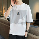 Momentlover  -  Fashion O-Neck Spliced Printed Casual T-Shirts Men's Clothing Spring Summer New Loose Korean Tops All-match Tee Shirt