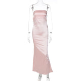 Thanksgiving Day Gift  For Summer Fashion Women's Clothes Solid Tube Top Sleeveless Casual Party Prom Maxi Dresses Vestidos Streetwear