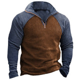 Momentlover Patchwork Fashion Mens Sweatshirt Casual Loose Long Sleeve Zip- Stand Collar Pullovers  Spring Leisure Men Hoodie Streetwear