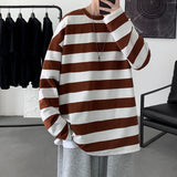 Momentlover Harajuku Striped T shirts For Men Oversized Tees Man Casual Long Sleeve Tshirt Woman Loose Pullovers Tops 5XL