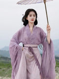 Hanfu Dress Women Ancient Chinese Hanfu 3pcs Sets Female Fairy Cosplay Costume  Summer Dance Dress Hanfu Purple 3pcs Sets