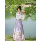 Women Hanfu Suit Embroider Flower Top&skirt New Chinese Style Dress Improved Horse-Face Skirt Summer New Qipao Vintage Vestidos