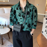 Momentlover Summer Men's Cargo Loose Hawaiian Shirt Green Color Cotton Clothes Casual Shirts Streetwear Camisa Masculina Size M-2XL