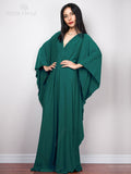 Multicolor V-Neck Batwing Sleeve Plus Size Loose Maxi Dress For Women Summer Beach Wear Kaftan Long Bathing Dresses Q1306