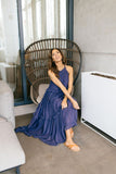 Sexy Blue Ruffled Halter Neck Sleeveless Maxi Dress Casual Women Summer Clothes Streetwear Sundress Vestido De Mujer A1228