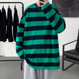 Momentlover Harajuku Striped T shirts For Men Oversized Tees Man Casual Long Sleeve Tshirt Woman Loose Pullovers Tops 5XL