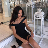 Off Shoulder Knit Dress For Women Halter Bandage Knitted Slim Bodycon Dresses Knitwear Sundress Beach Party Mini Dress