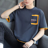 Momentlover  -  Fashion O-Neck Spliced Pockets Letter T-Shirt Men's Clothing Summer New Oversized Casual Pullovers Korean Tee Shirt