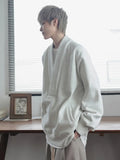 Momentlover  -  Old Money Sweatshirts Men Oversize Pullovers Sweatshirt Male Vintage Casual Japanese Streetwear V-neck Autumn Winter