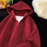 Momentlover -  Zip Hooded Sweatshirt Coat For Men Cotton Hoodie Basic Solid Color Casual Unisex Hoodies Male Clothing