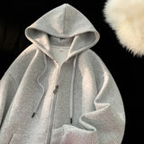 Momentlover -  Zip Hooded Sweatshirt Coat For Men Cotton Hoodie Basic Solid Color Casual Unisex Hoodies Male Clothing