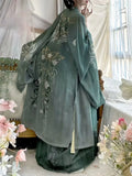 Hanfu Dress Women Chinese Traditional Vintage Hanfu Female Halloween Cosplay Costume Printed Hanfu Green 3pcs Sets Plus Size XL