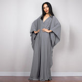 Multicolor V-Neck Batwing Sleeve Plus Size Loose Maxi Dress For Women Summer Beach Wear Kaftan Long Bathing Dresses Q1306