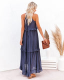 Sexy Blue Ruffled Halter Neck Sleeveless Maxi Dress Casual Women Summer Clothes Streetwear Sundress Vestido De Mujer A1228