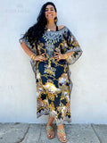 Moroccan Kaftan Boho Print Dress Sexy Batwing Sleeve Maxi Dress  Summer Women Clothing Beach Wear Casual Maxi Dress Q1394