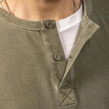 Momentlover   -  Spring And Autumn Large Size Henley Shirt Mens Long Sleeve T-Shirt American Retro Loose Sports Bottoming Shirt Loose Top