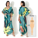 Elegant Quick-Drying Striped V-Neck Self Belted Summer Beach Dress Black Cotton Tunic Plus Size Women Beachwear Kaftan Q941