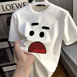 Momentlover  -  Men's Basic Vintage Casual Pure Cotton Oversized T-shirt Summer Streetwear Casual Harajuku Fashion Style Round Neck Clothing