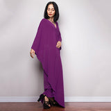 Multicolor V-Neck Batwing Sleeve Plus Size Loose Maxi Dress For Women Summer Beach Wear Kaftan Long Bathing Dresses Q1306