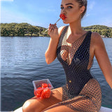 Beach Dress Women Sexy V Neck Hollow Out Rhinestone Sleeveless Bodycon  Mesh Party Dresses Women-Clothing Vestido De Mujer