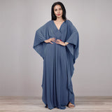 Multicolor V-Neck Batwing Sleeve Plus Size Loose Maxi Dress For Women Summer Beach Wear Kaftan Long Bathing Dresses Q1306