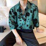 Momentlover Summer Men's Cargo Loose Hawaiian Shirt Green Color Cotton Clothes Casual Shirts Streetwear Camisa Masculina Size M-2XL