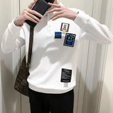Momentlover  -  Stylish Solid Color Lapel Button Spliced Loose Letter T-Shirt Men's Clothing Autumn New Casual Pullovers Korean Tee Shirt