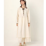 Spring Autumn New Japanese Mori Girl Simple Cotton Linen Dress Women Clothing Long Sleeved Loose Feminino Vestidos Dress K066